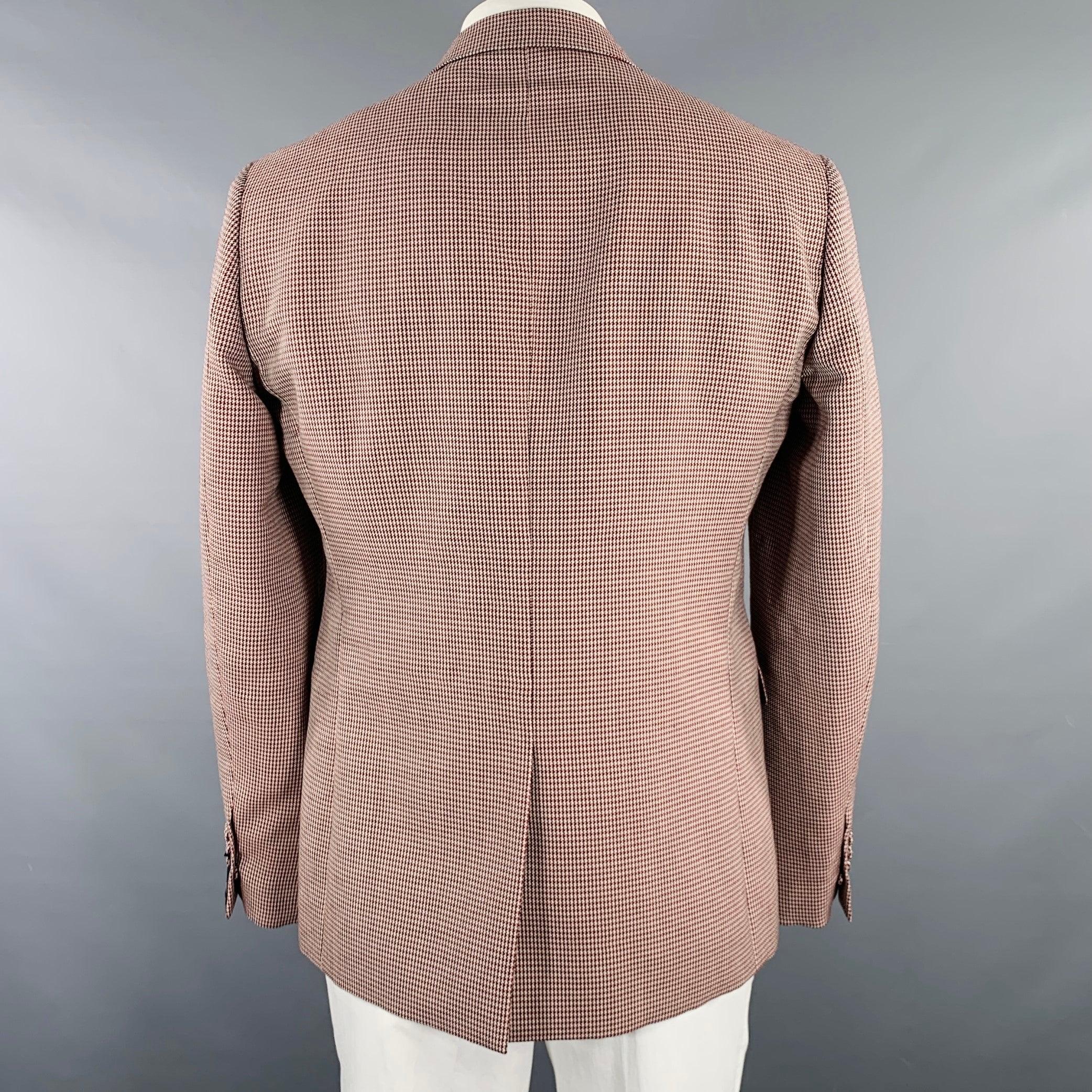 FENDI Size 42 Red White Houndstooth Wool Blend Sport Coat In Excellent Condition In San Francisco, CA