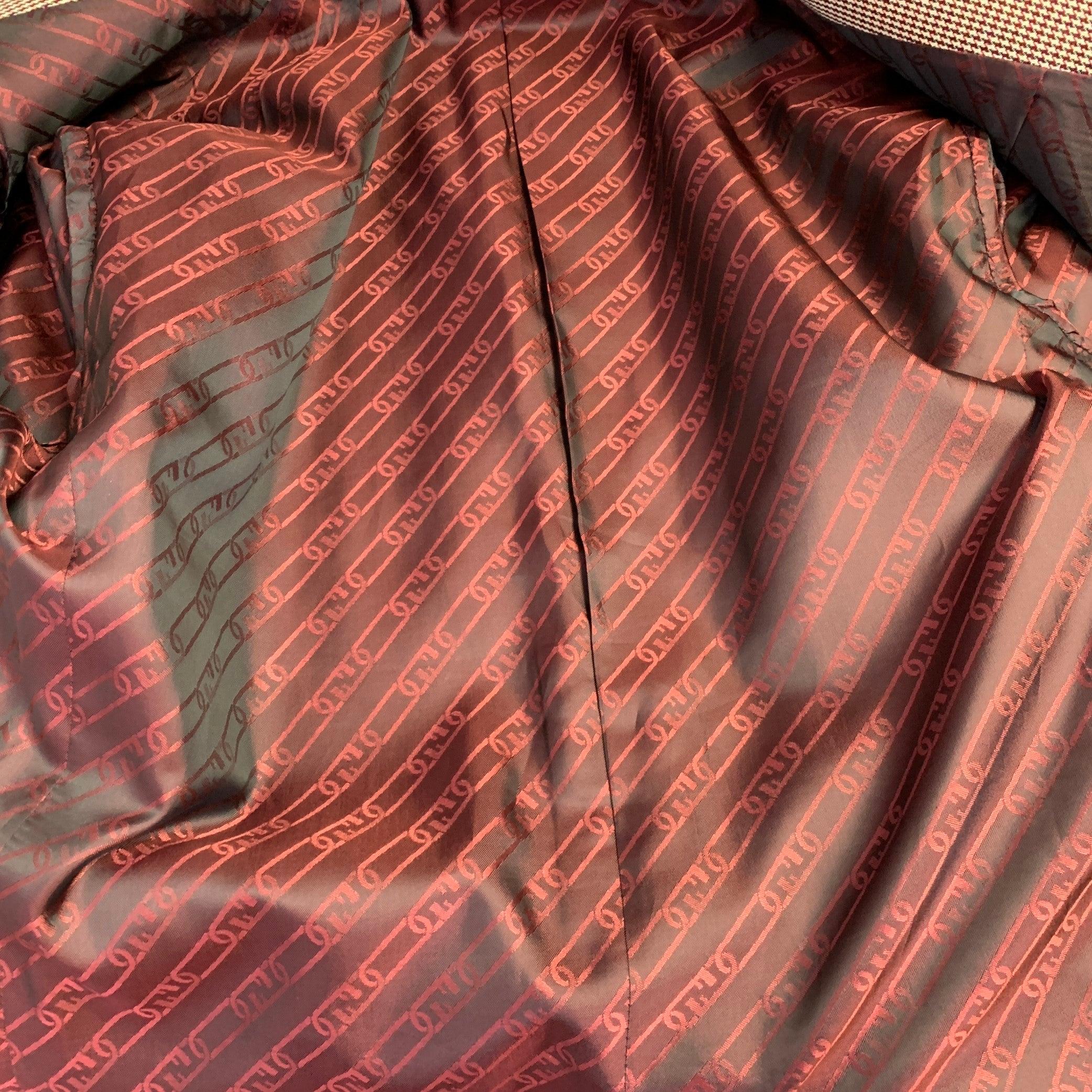 FENDI Size 42 Red White Houndstooth Wool Blend Sport Coat 2