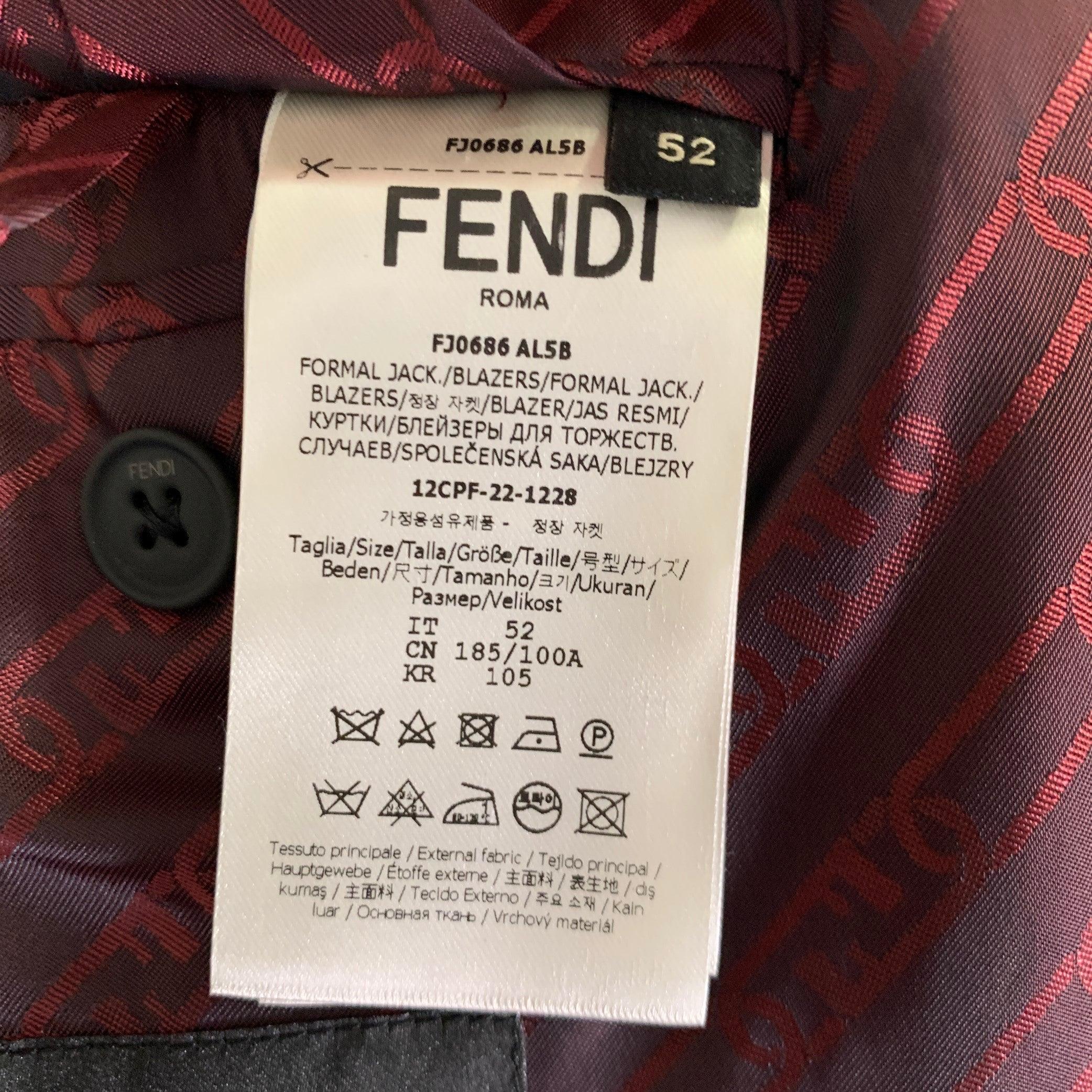 FENDI Size 42 Red White Houndstooth Wool Blend Sport Coat 3