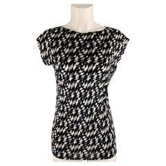 FENDI Size 8 Black & White Nylon Graphic Casual Top