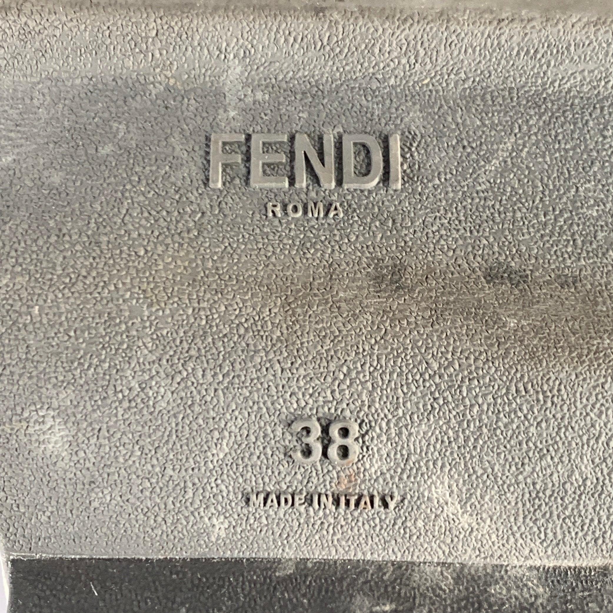 FENDI Size 8 Rockoko Black Brown Jacquard Monogram Slip On Sneakers For Sale 4