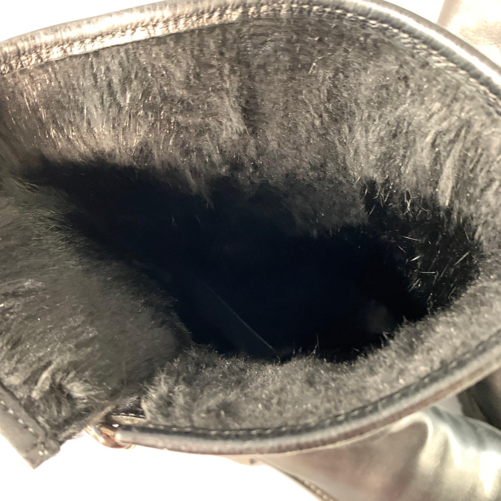 FENDI Talla 9 Botas de piel negra con forro de borreguillo y hebilla en venta 4