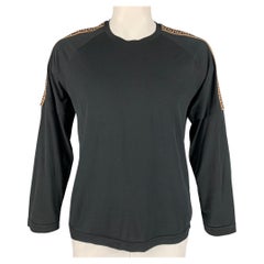 FENDI Size L Black Logo Cotton Simulated Layer Long Sleeve T-shirt