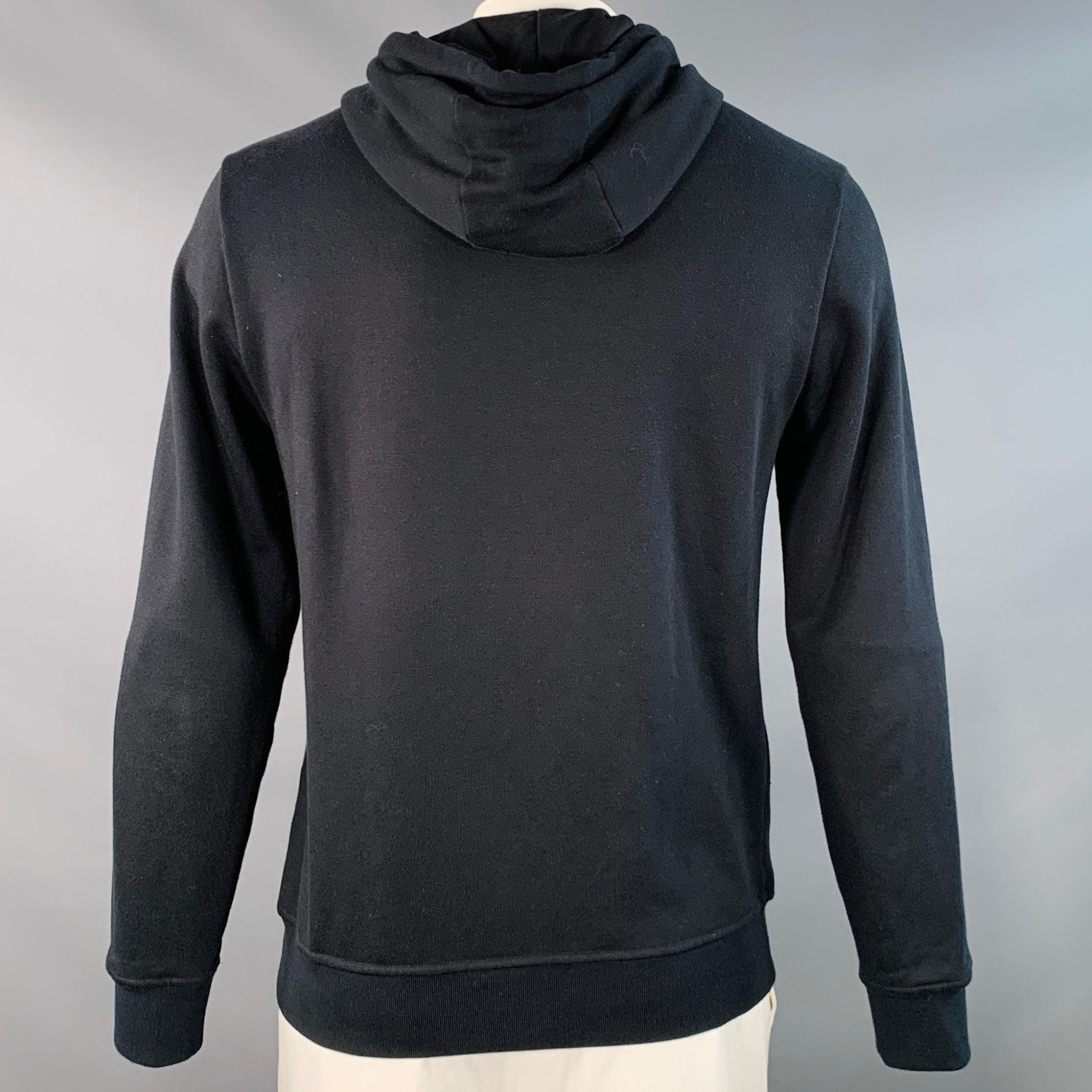 Uomo I.L.A. Taglia L Nero Bianco Giallo Insetto Applique Cotone Felpa con Cappuccio in vendita