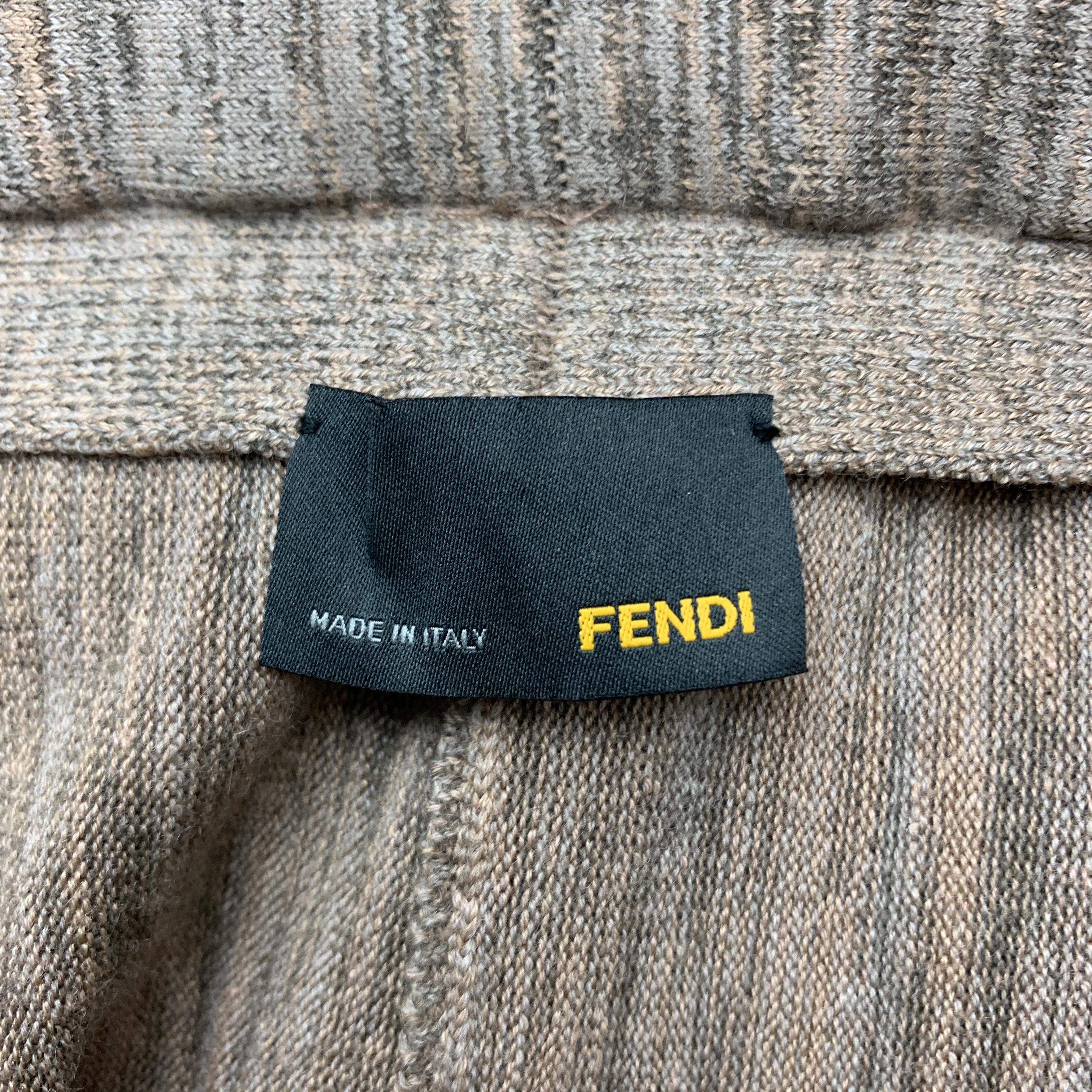 FENDI Size M Taupe Heathered Wool Blend Tiered Ruffle Skirt In Excellent Condition In San Francisco, CA