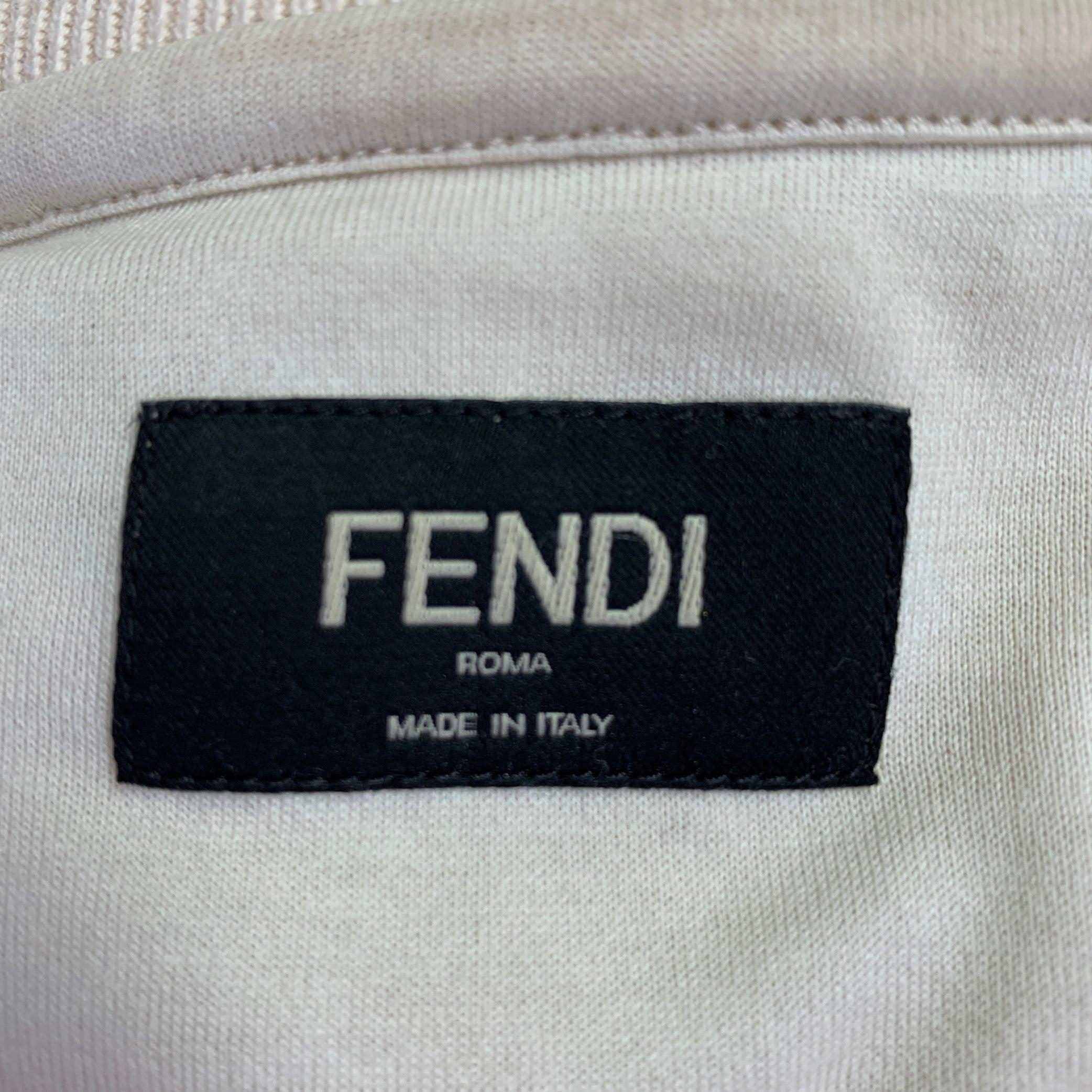 FENDI Size XL Khaki Terrycloth Cotton Blend Crew Neck Sweatshirt 2