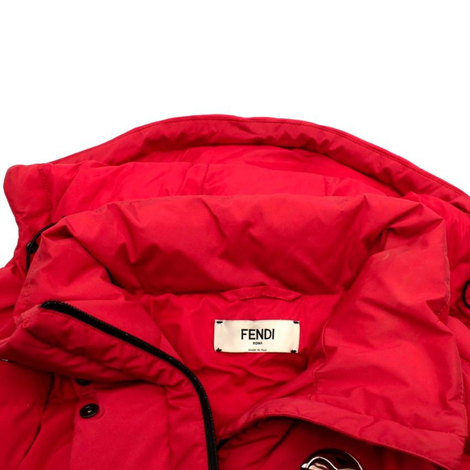 Fendi Ski Karl Loves' Embroidered Red Puffer Jacket - Size US 10 at 1stDibs