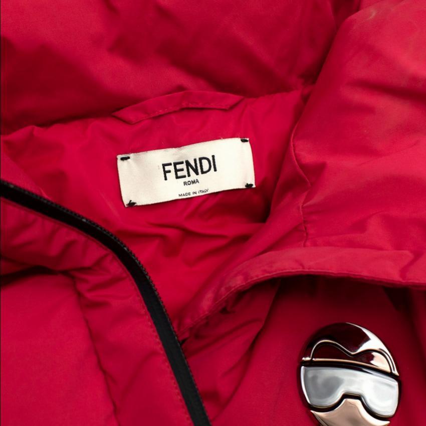 Fendi Ski Karl Loves' Embroidered Red Puffer Jacket - Size US 10 In New Condition In London, GB