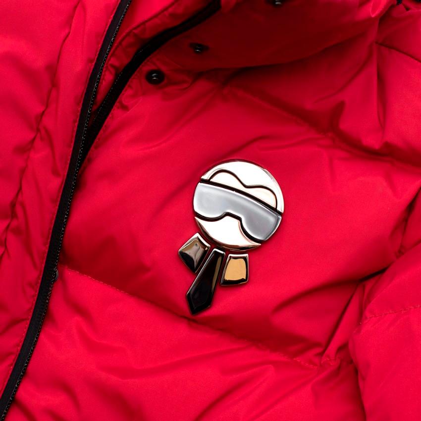 Fendi Ski Karl Loves' Embroidered Red Puffer Jacket - Size US 10 2