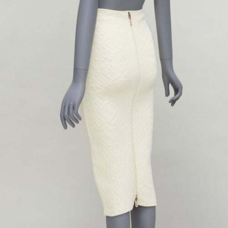 FENDI SKIMS cream logo jacquard high waisted pencil skirt IT36 XXS For Sale 1
