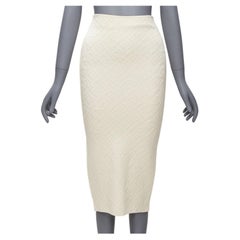 FENDI SKIMS cream logo jacquard high waisted pencil skirt IT36 XXS