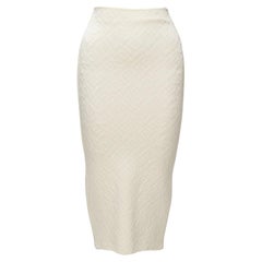 FENDI SKIMS cream logo jacquard high waisted pencil skirt IT36 XXS