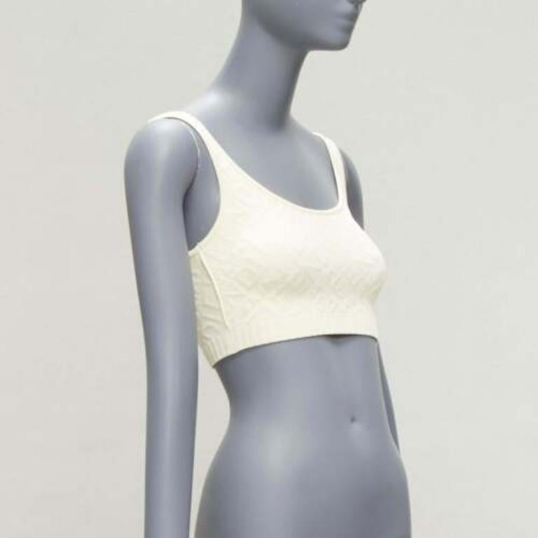 FENDI SKIMS Cremefarbenes Logo-Jacquard-Top mit Rundhalsausschnitt und bralette IT36 XXS (Grau) im Angebot
