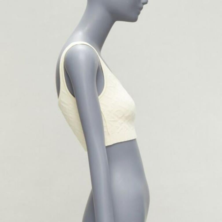 FENDI SKIMS Cremefarbenes Logo-Jacquard-Top mit Rundhalsausschnitt und bralette IT36 XXS im Zustand „Hervorragend“ im Angebot in Hong Kong, NT