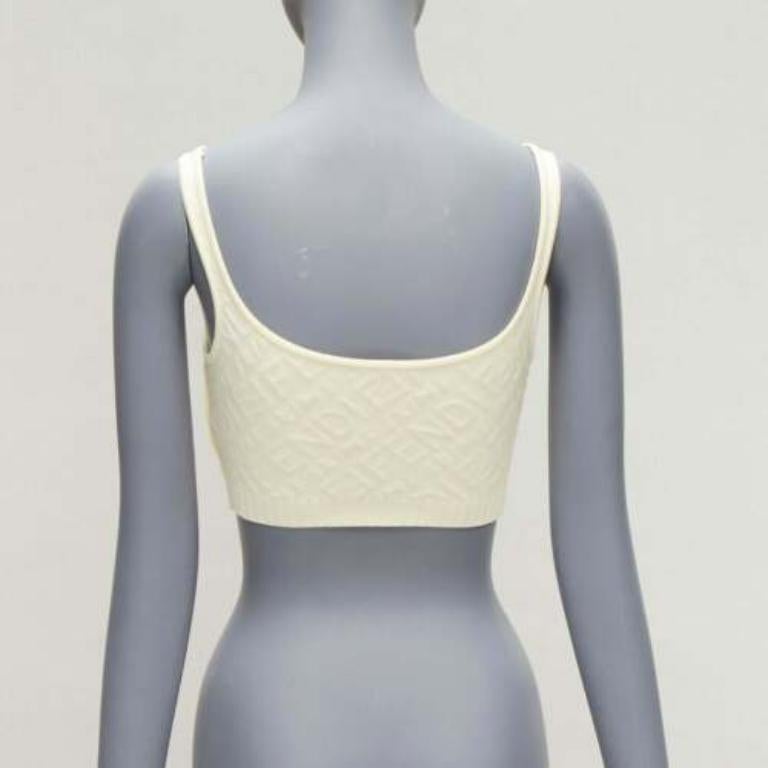 FENDI SKIMS Cremefarbenes Logo-Jacquard-Top mit Rundhalsausschnitt und bralette IT36 XXS Damen im Angebot