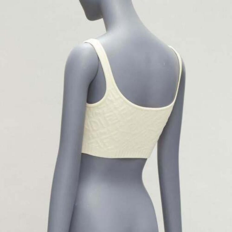 FENDI SKIMS Cremefarbenes Logo-Jacquard-Top mit Rundhalsausschnitt und bralette IT36 XXS im Angebot 1