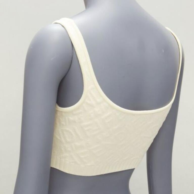 FENDI SKIMS Cremefarbenes Logo-Jacquard-Top mit Rundhalsausschnitt und bralette IT36 XXS im Angebot 2