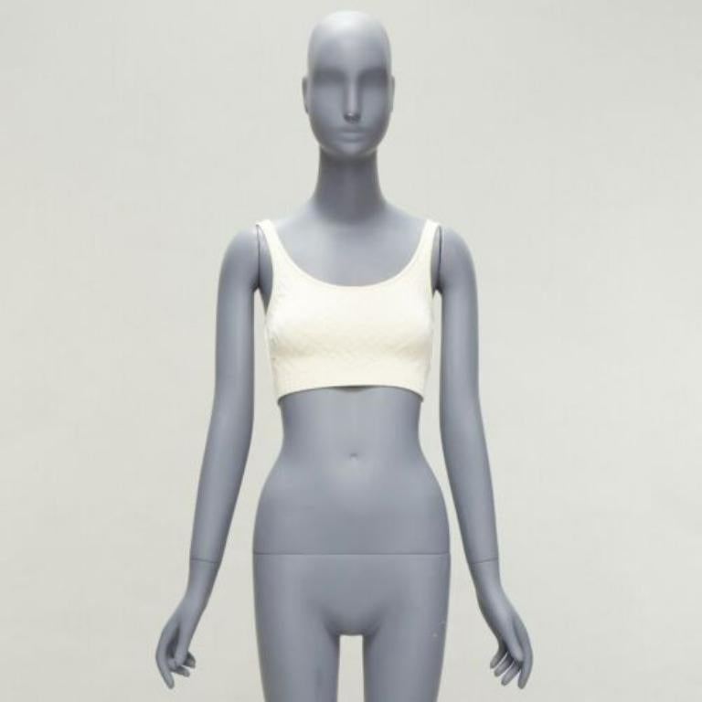 FENDI SKIMS Cremefarbenes Logo-Jacquard-Top mit Rundhalsausschnitt und bralette IT36 XXS im Angebot 4