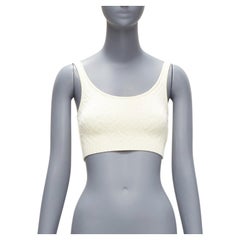 FENDI SKIMS bralette cuello redondo jacquard logo crema crop top IT36 XXS