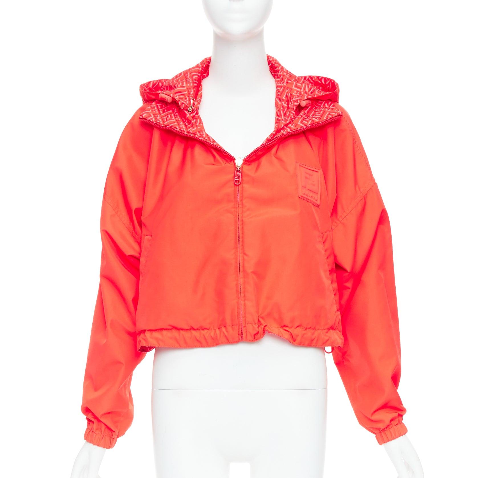 Rouge FENDI SKIMS Cropped anorak rouge FF imprimé monogramme en vente
