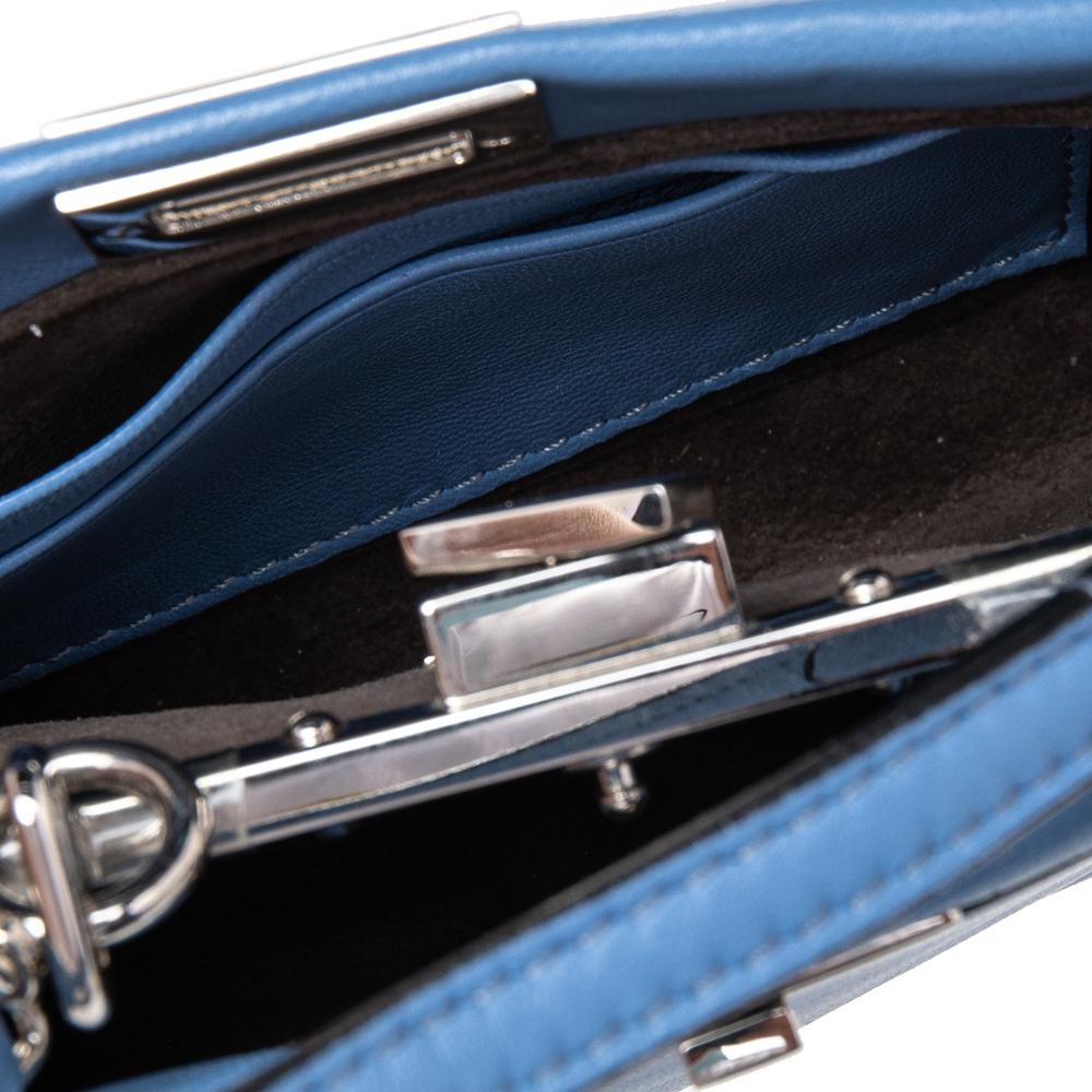 Fendi Sky Blue Nappa Leather Micro Peekaboo Crossbody Bag 3