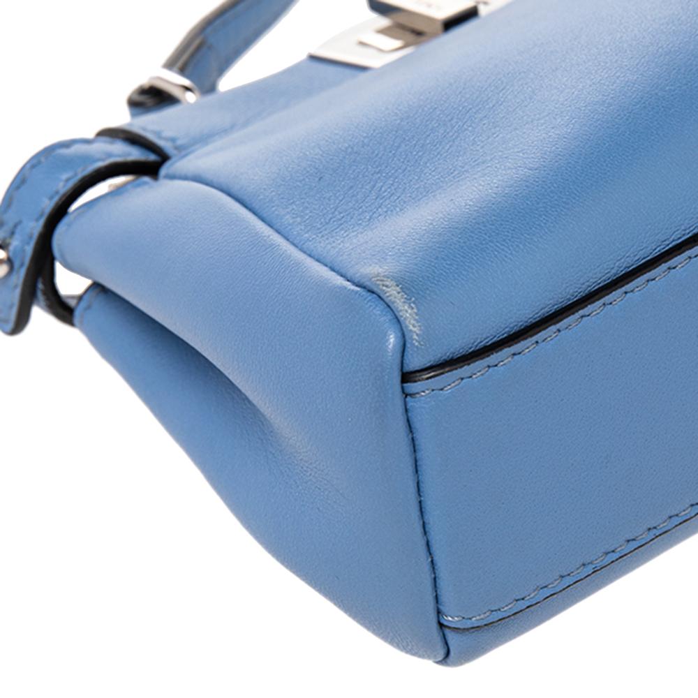 Fendi Sky Blue Nappa Leather Micro Peekaboo Crossbody Bag 1