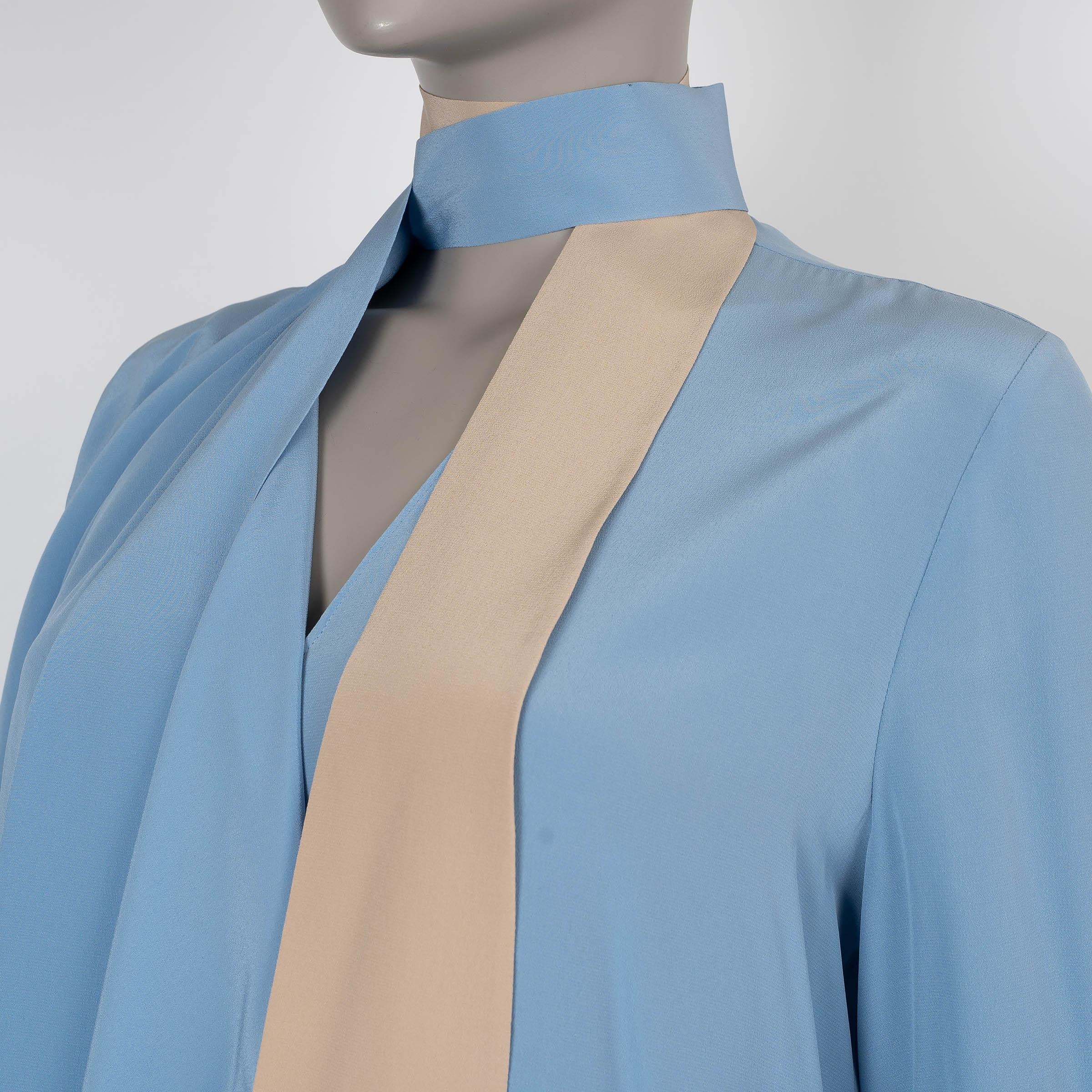 Donna Fendi, abito in seta blu cielo 2018 TIE-NECK CREPE MINI 40 S in vendita