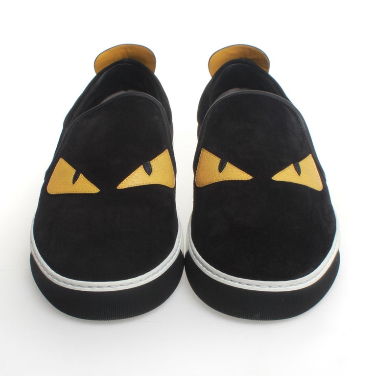 Fendi Slip-on sneaker in black split-leather calfskin. For Sale at 1stDibs