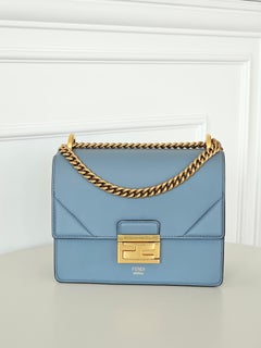 Fendi Small Kan U Blue Lambskin Chain Bag blue  Dustbag & Authenticity Cards