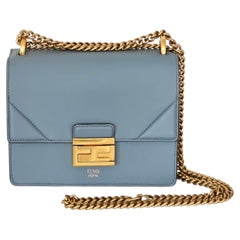 Fendi Small Kan U Blue Lambskin Chain Bag blue  Dustbag & Authenticity Cards