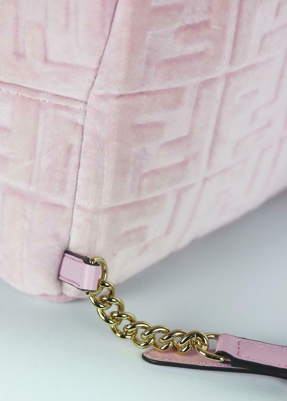 Women's Fendi Small Leather Trimmed Logo Embossed Velvet Backpack For Sale