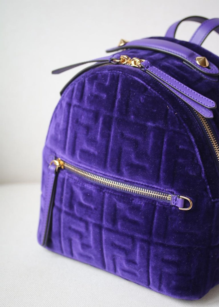 Fendi Small Logo Embossed Velvet Backpack at 1stDibs