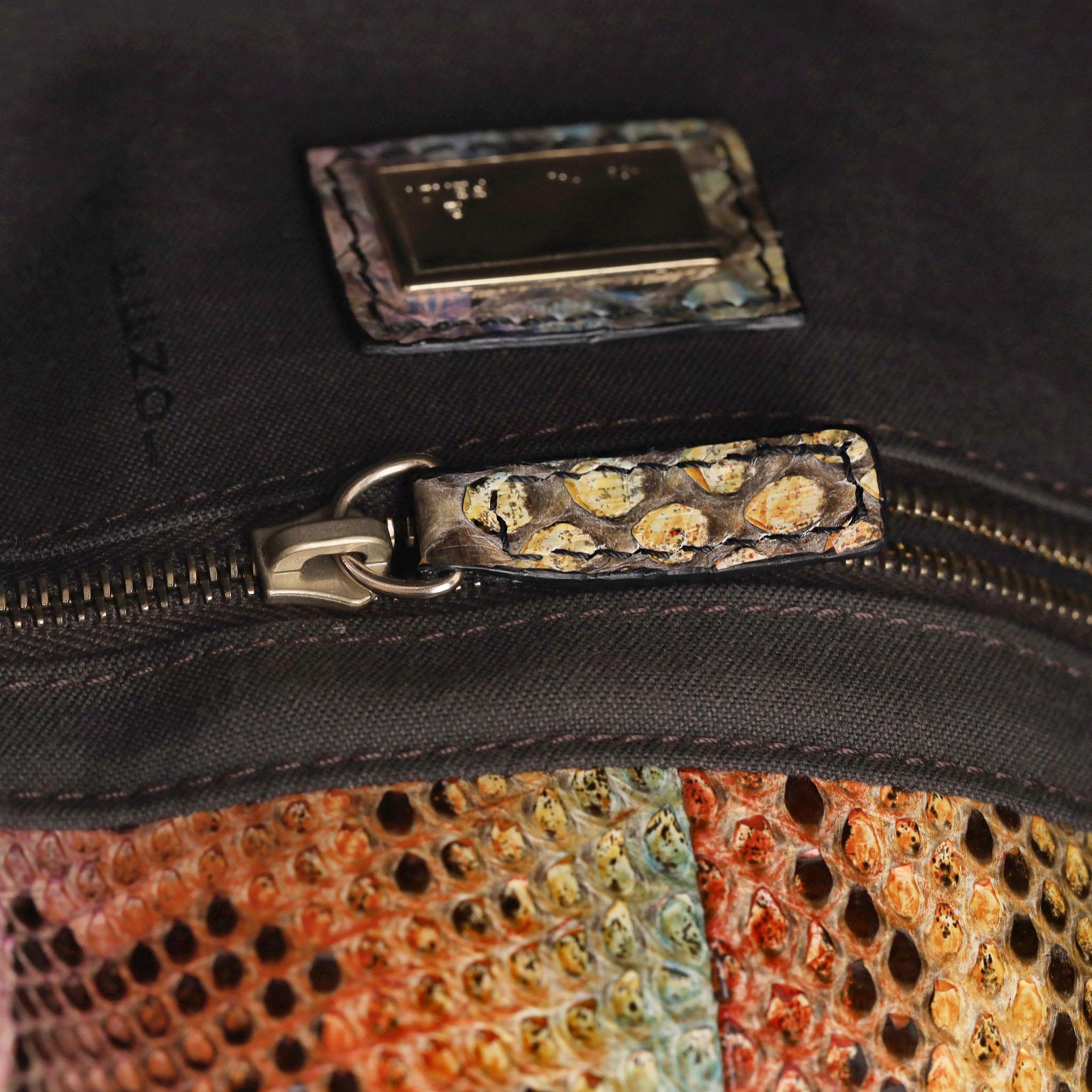 Fendi Snakeskin Maxi Baguette Shoulder Bag For Sale 5