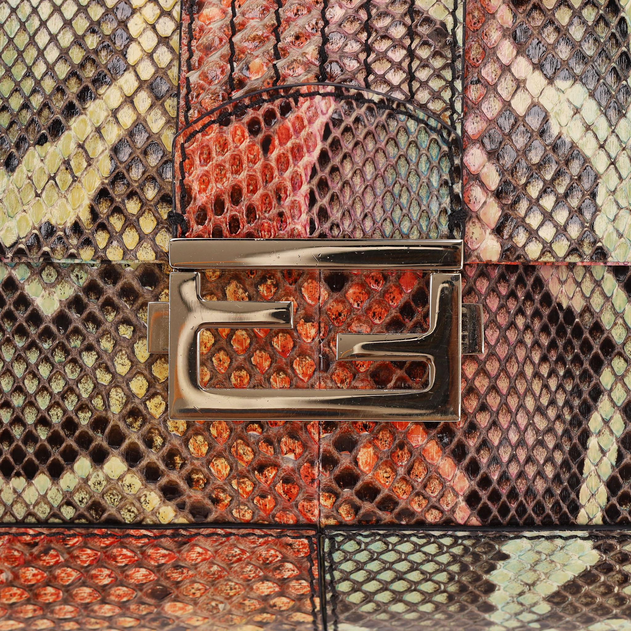 Fendi Snakeskin Maxi Baguette Shoulder Bag For Sale 3