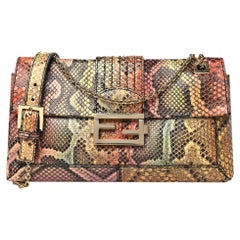 Fendi Snakeskin Maxi Baguette Shoulder Bag