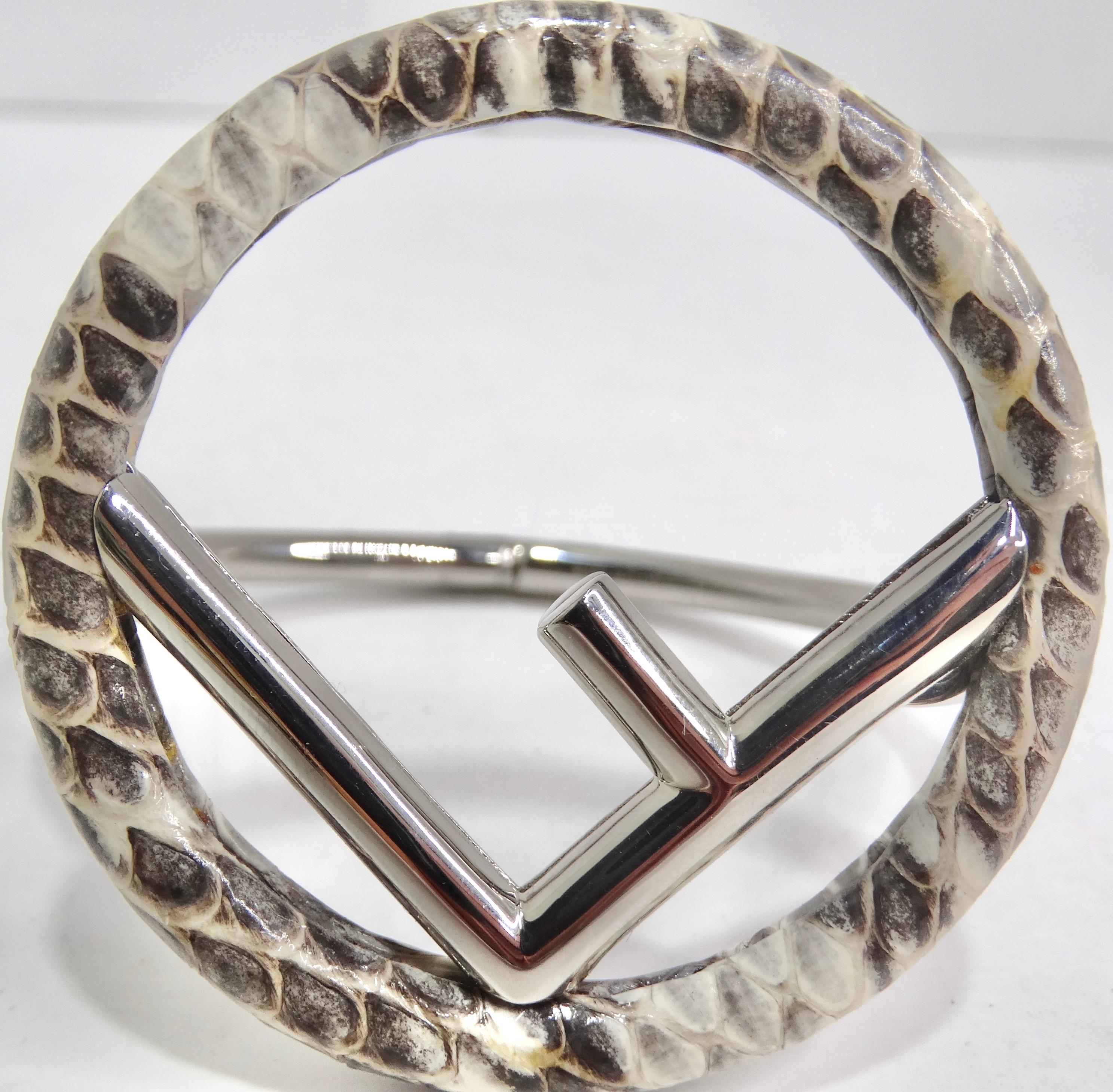 Fendi Silberfarbenes Schlangenhaut-Armband im Zustand „Hervorragend“ im Angebot in Scottsdale, AZ