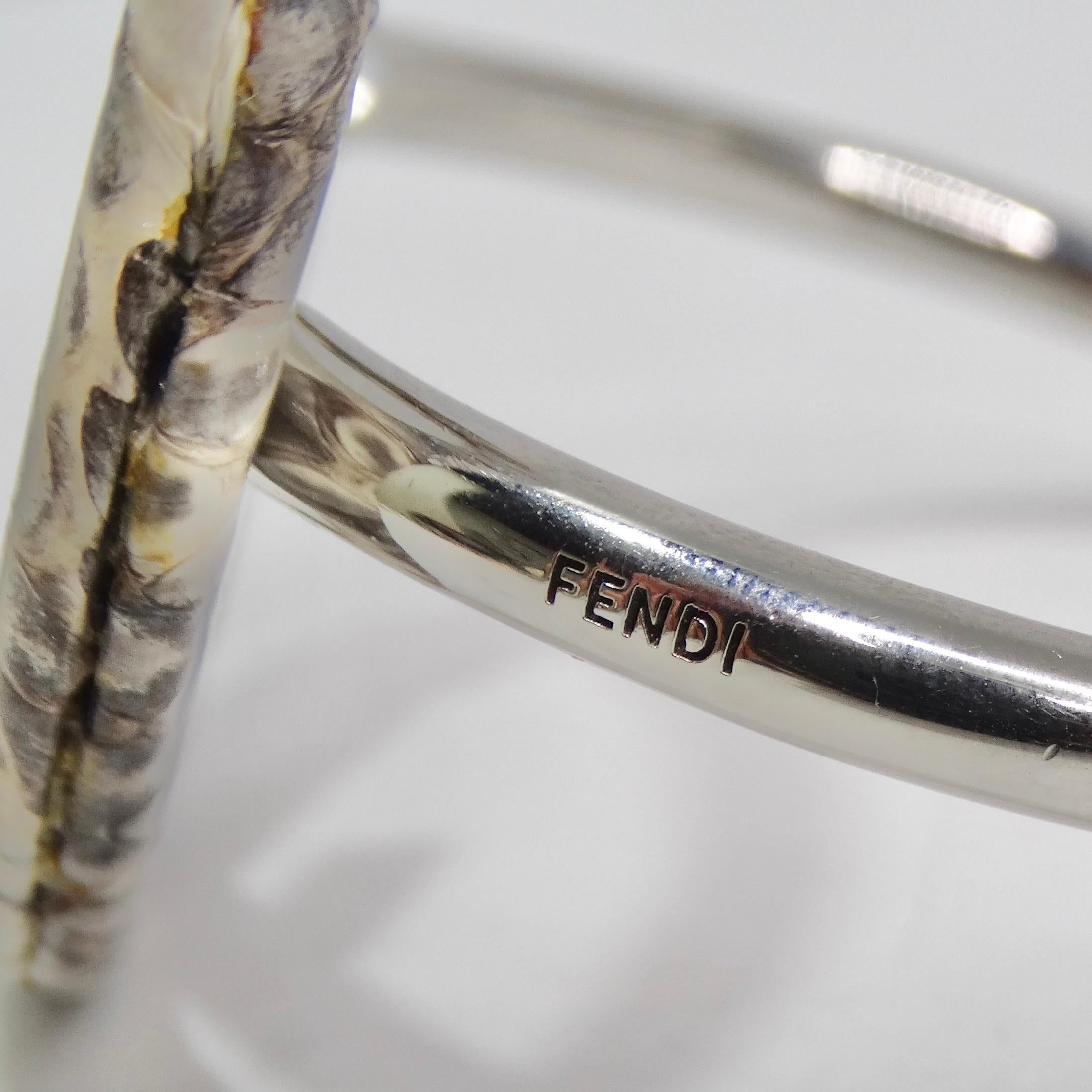 Fendi Snakeskin Silver Tone Bracelet For Sale 1