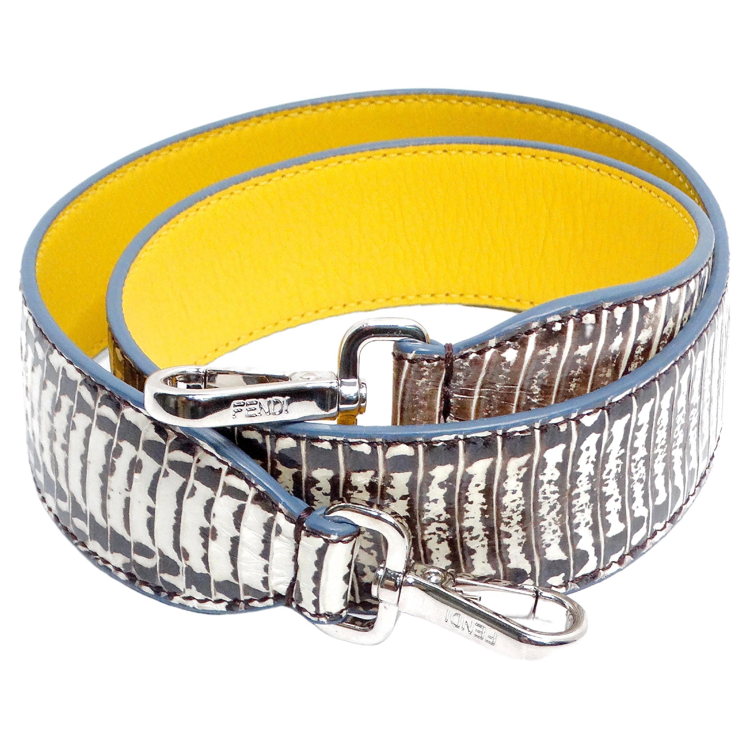 Fendi Snakeskin Two-Toned Yellow & Blue-Gray Bag Strap