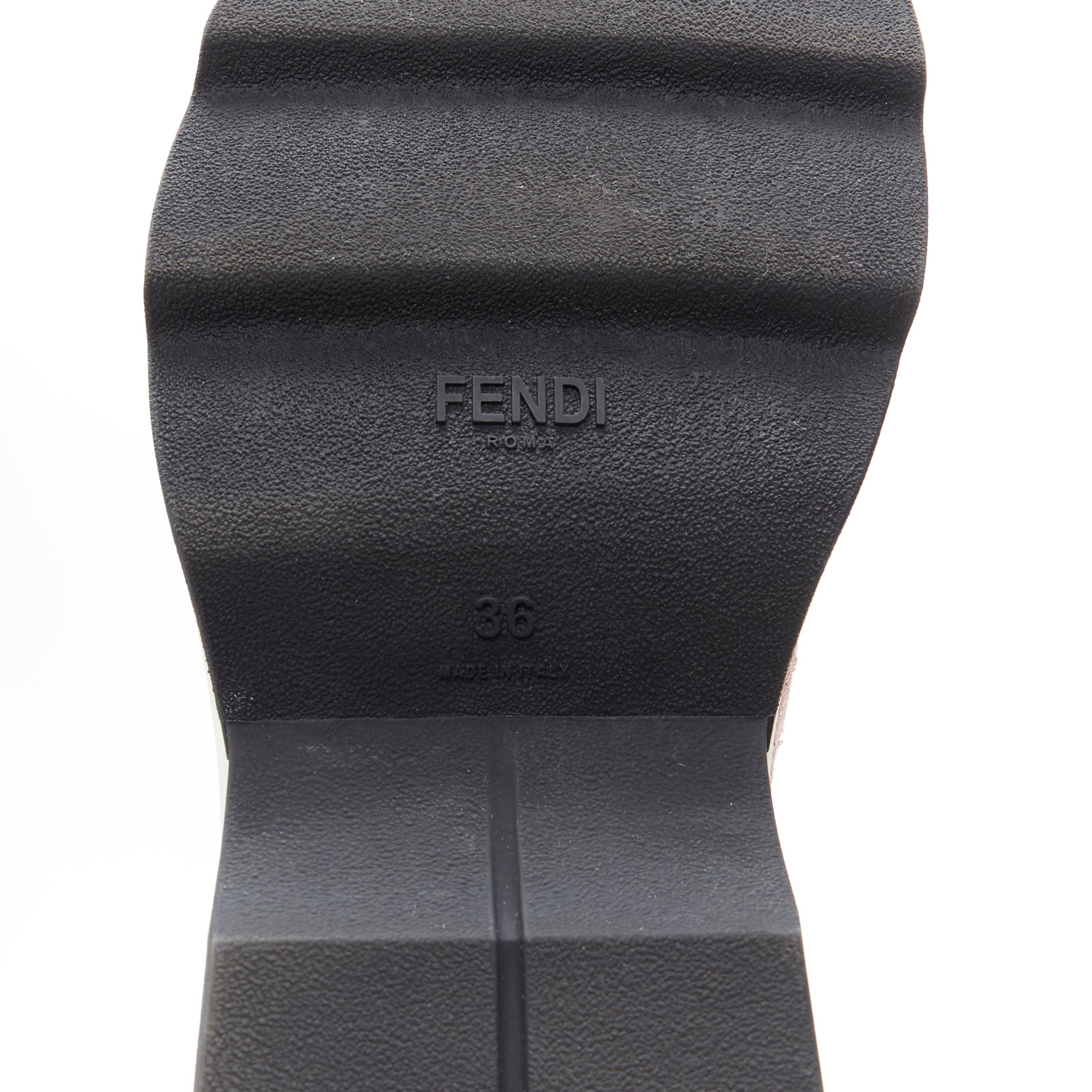 FENDI Sock Sneaker pink silver lurex round toe knitted high top shoes EU36 4