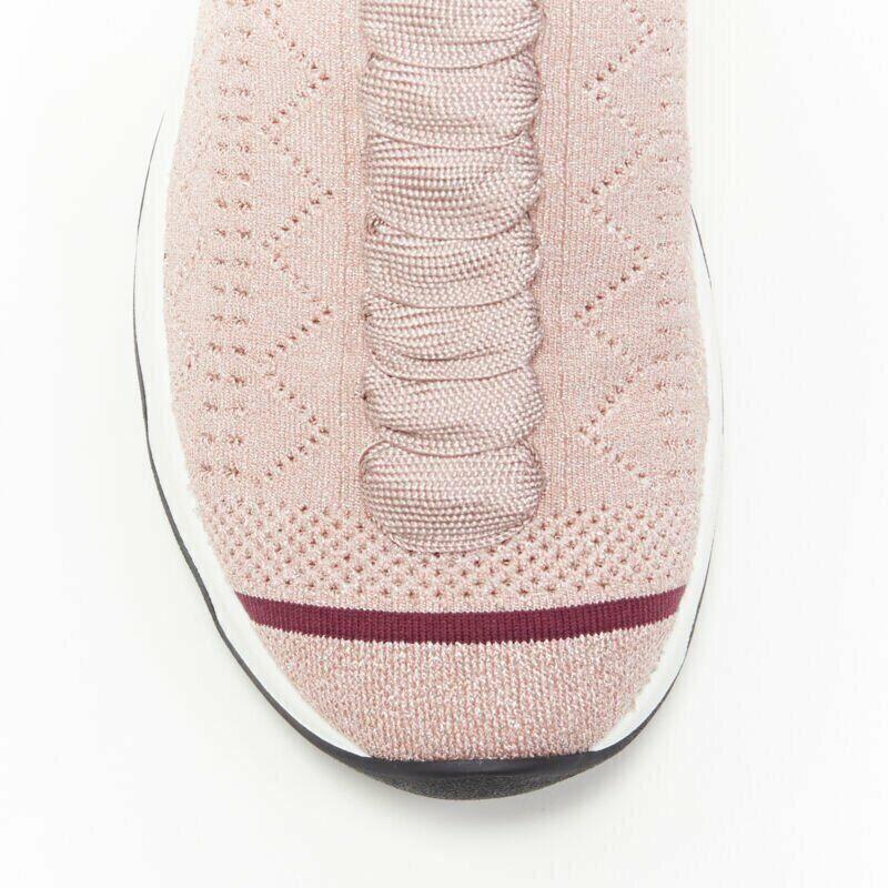 FENDI Sock Sneaker pink silver lurex round toe knitted high top shoes EU36 US6 3