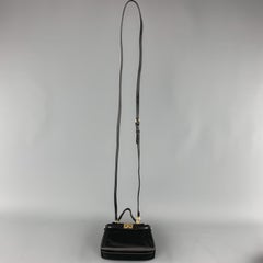 FENDI Solid Black Leather Micro PEEKABOO Mini Handbag