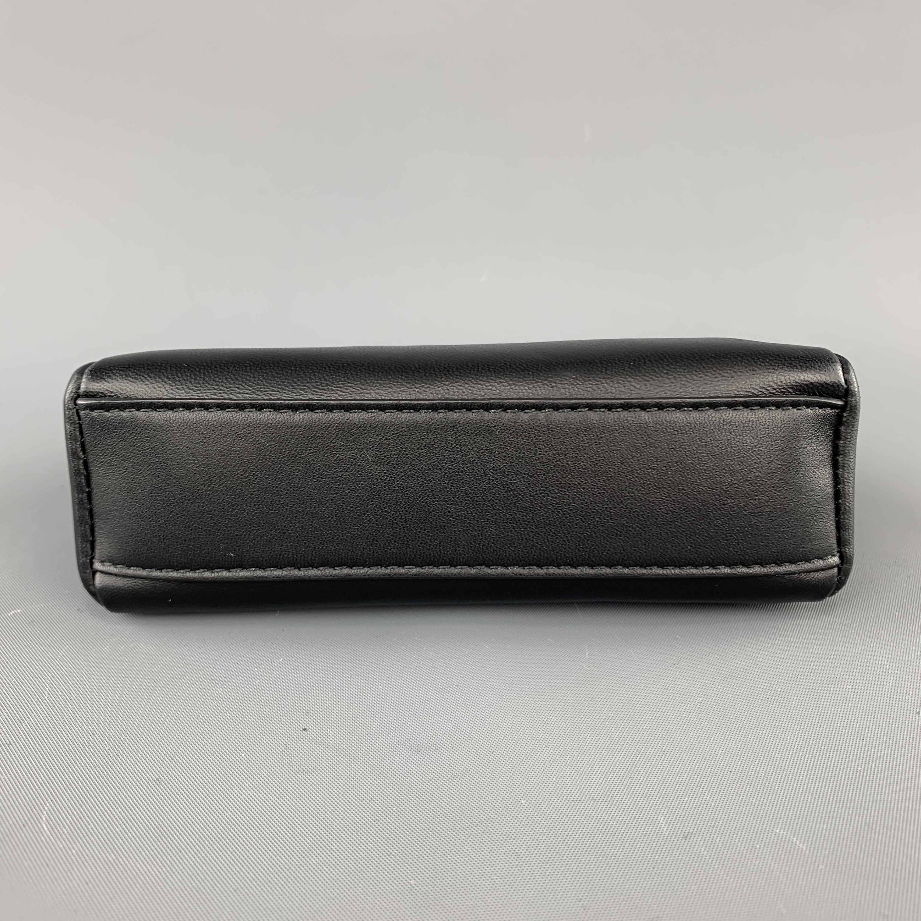 FENDI Solid Black Leather Micro PEEKABOO Mini Handbag 3