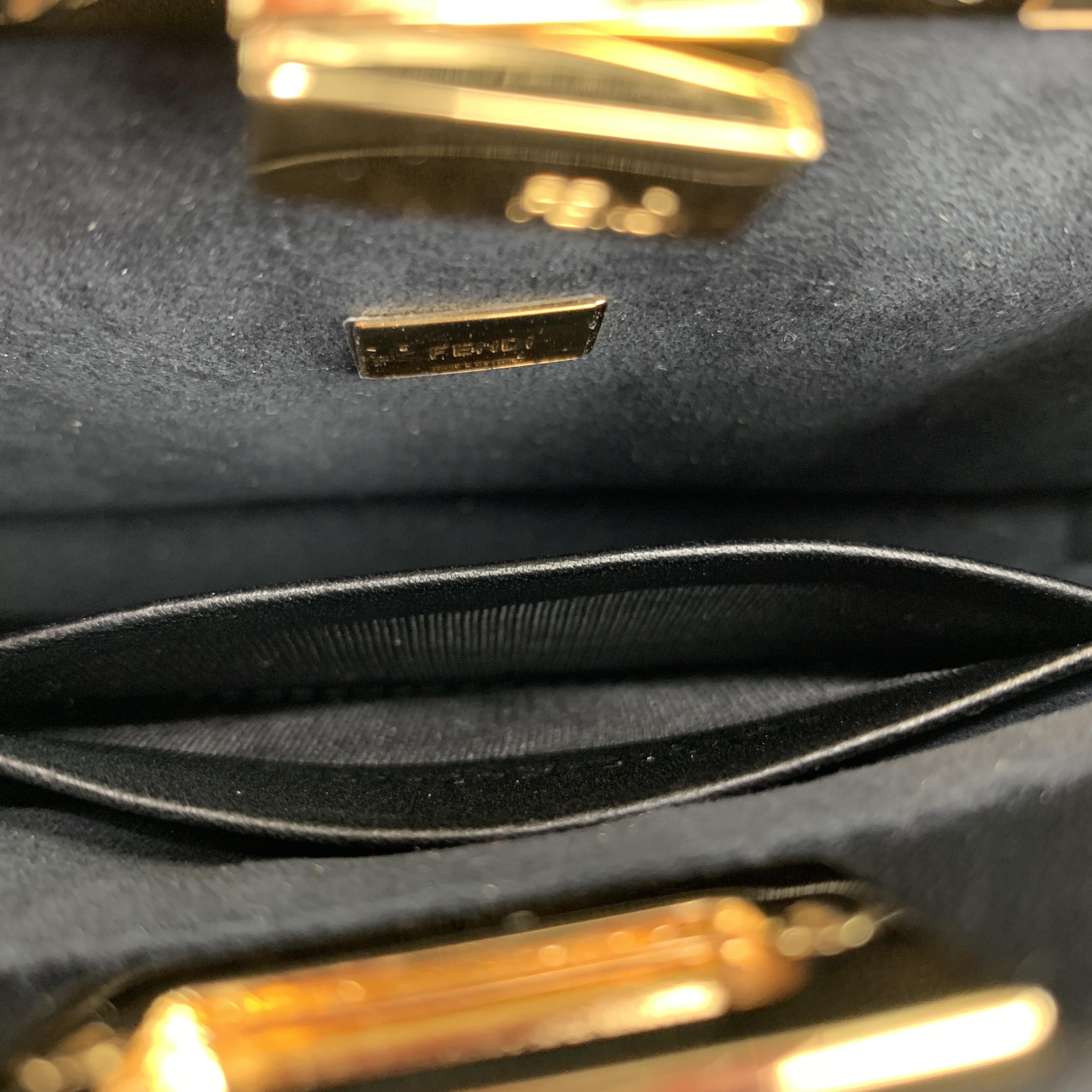 FENDI Solid Black Leather Micro PEEKABOO Mini Handbag 4