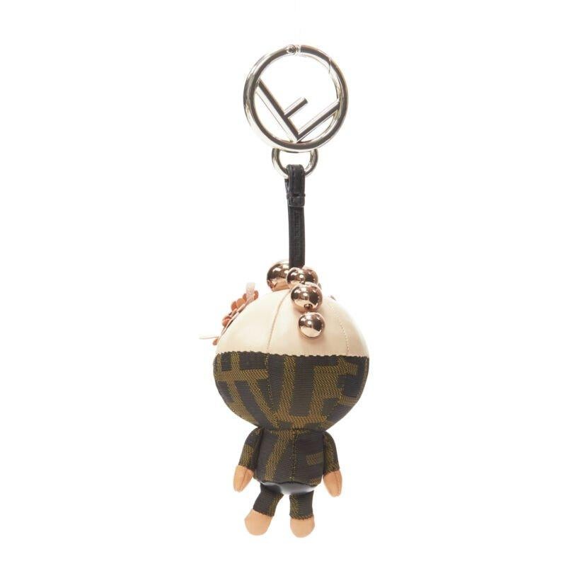 FENDI Space Monkey Zucca FF monogram floral rose gold stud keyring bag charm 1