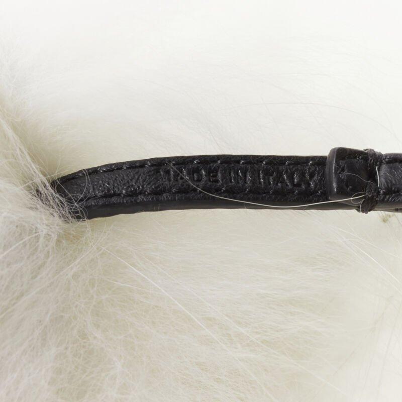 FENDI Space Monkey Zucca FF monogram white fur crystal keyring bag charm 4