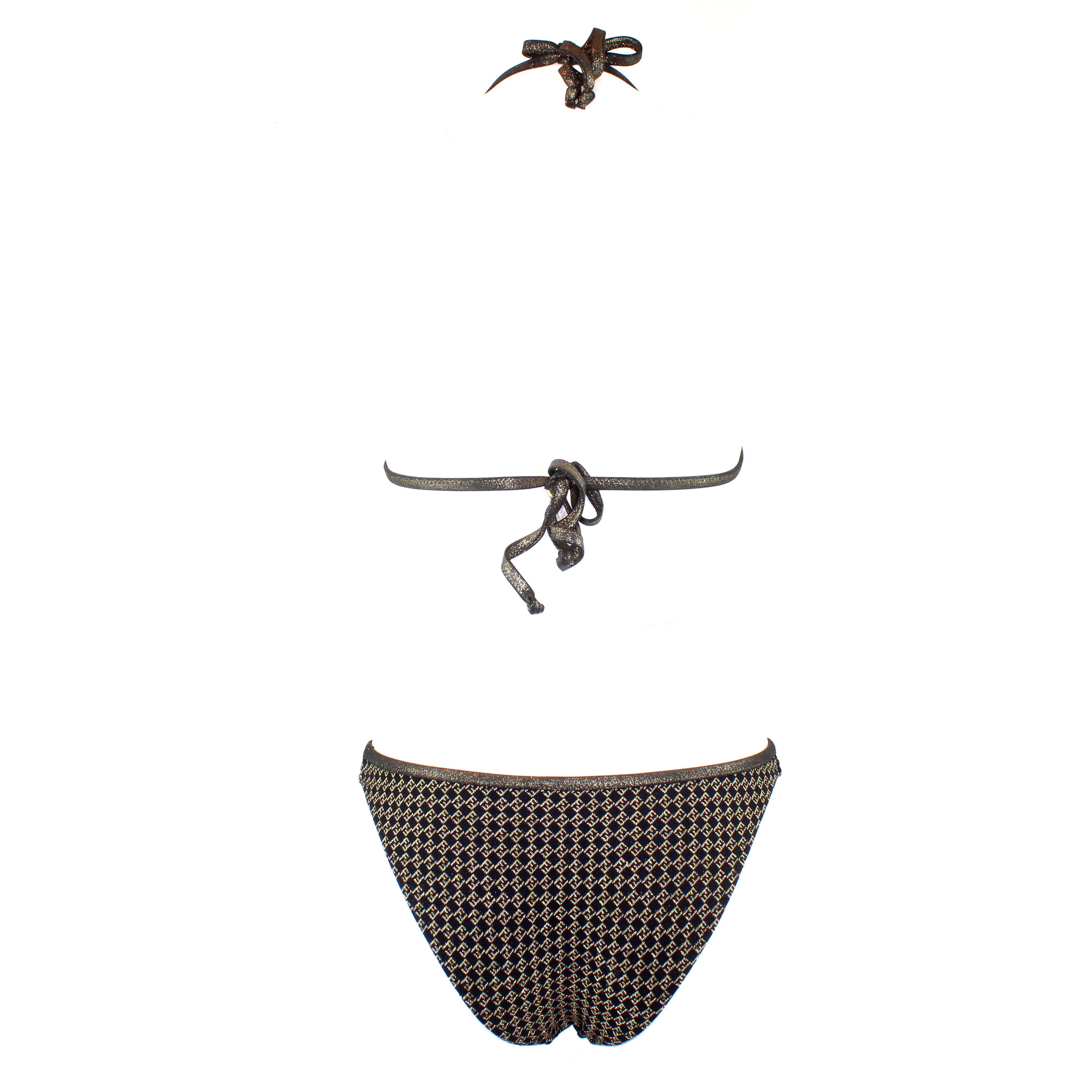 Fendi Bikini / zweiteilige Bademode, Zucchino-Druck, zweifarbig schwarz und gold. Größe 40 IT

Bedingung:
Ausgezeichnet.