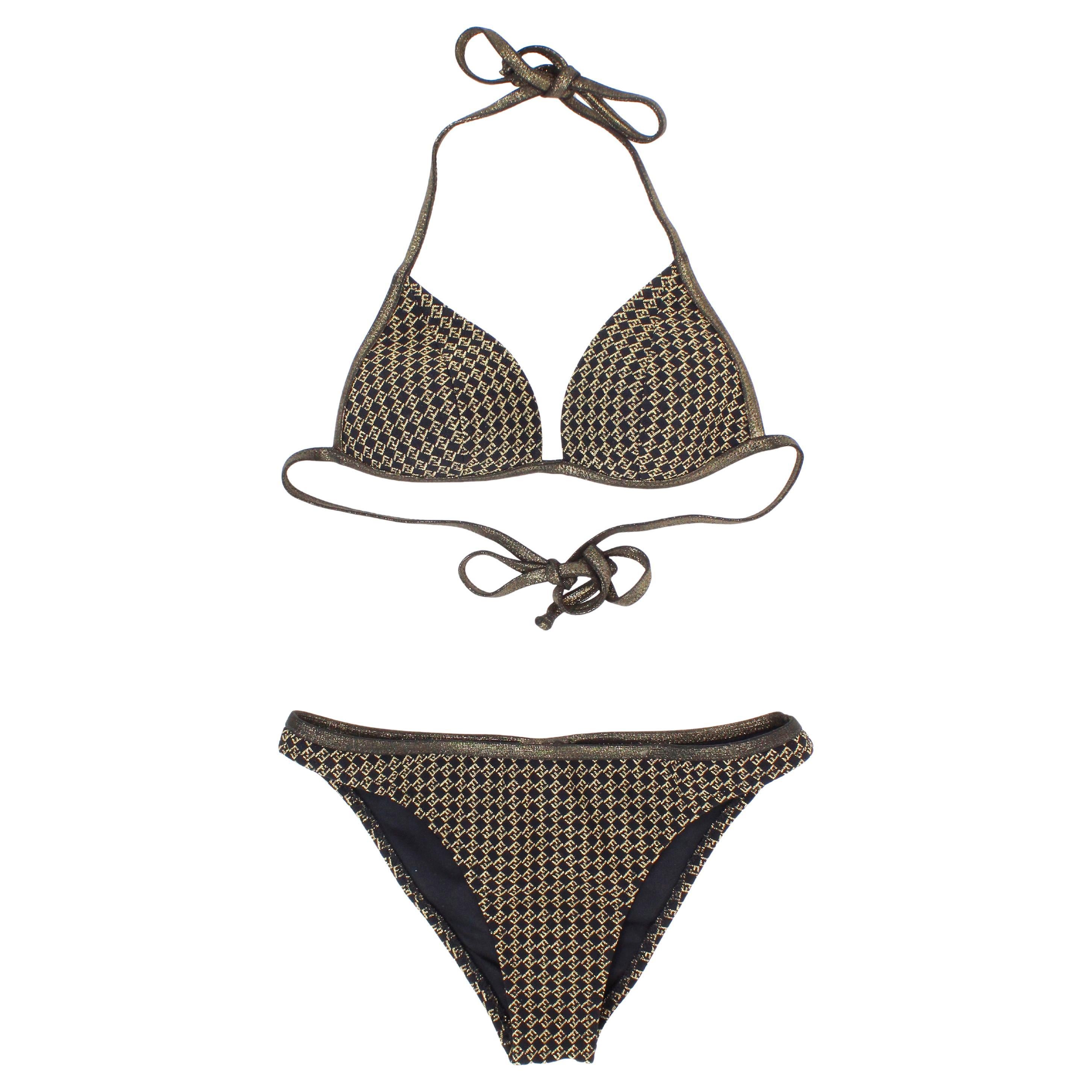 Fendi Funkelnder Monogramm-Bikini im Angebot