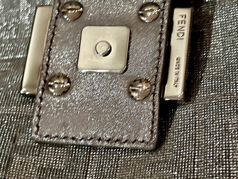 Fendi Vintage Limited Edition Silver Metallic Baguette Bag Silvery