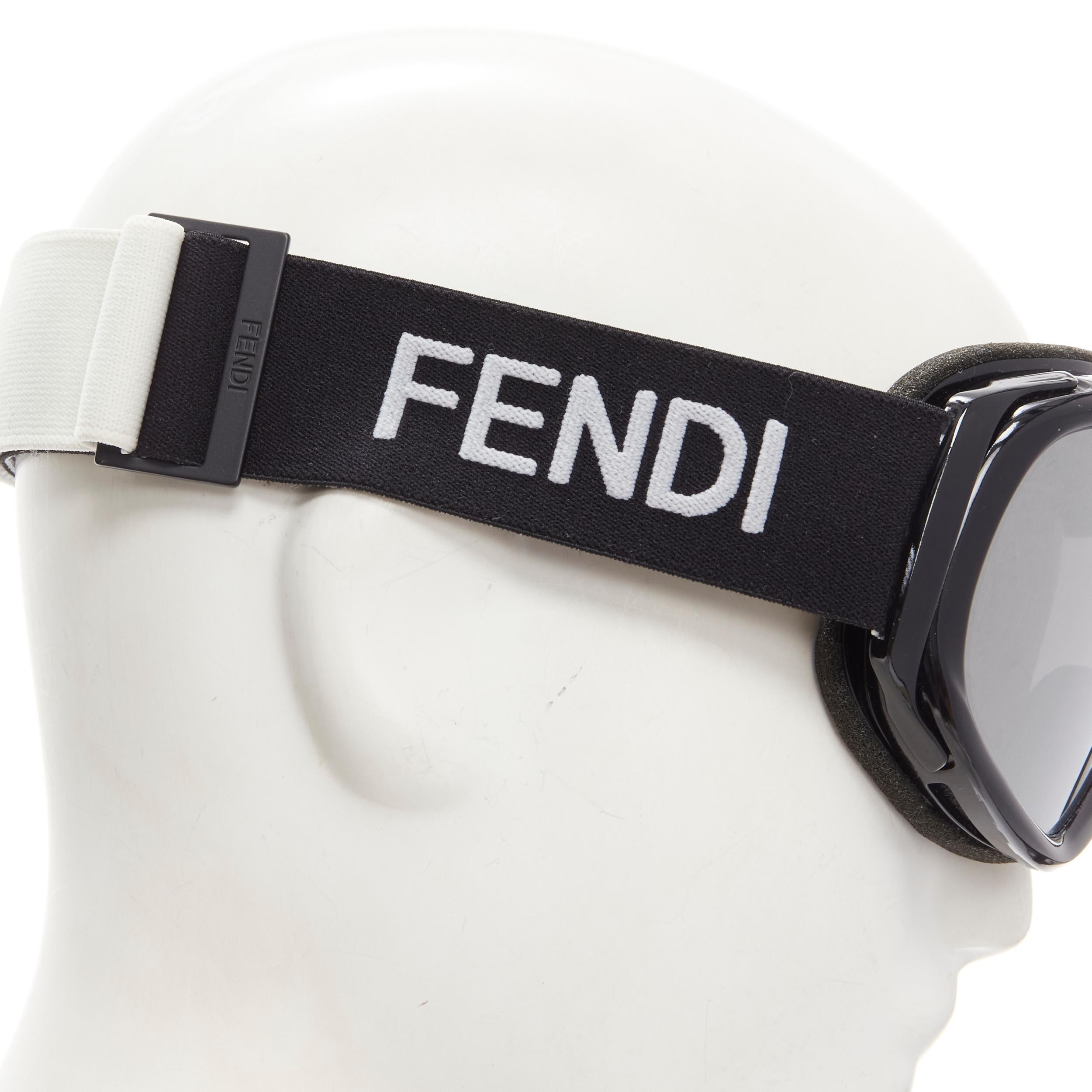 Women's FENDI Split black white bicolor mirrored lens ski goggles Unisex
