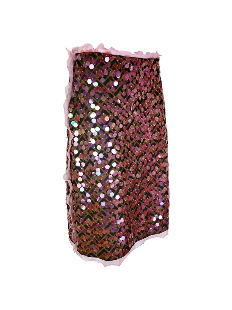 Fendi Spring 2000 Zucca Sequins Skirt For Sale at 1stDibs